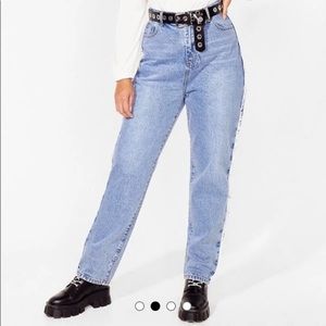 Nasty Gal fray what you mean straight leg high rise denim jeans